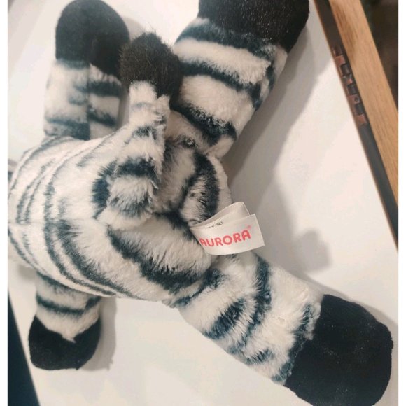 Aurora Zebra Horse Plush Stuffed Wild Animal Flopsie Soft Cuddlebuddy Toy 11" - Picture 11 of 13